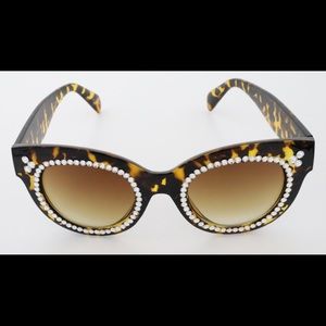 Leopard Print UV Rated Sunglasses w/Swarovski